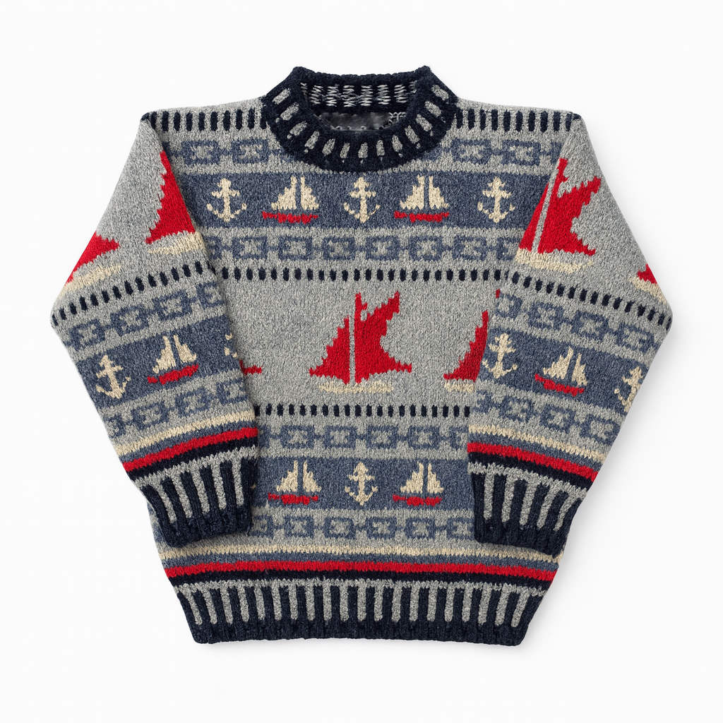 Sailboat Hand knit sweater - Made in Canada