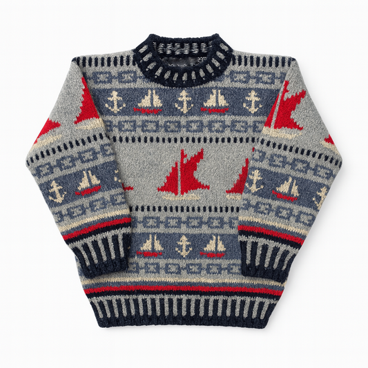 Sailboat Hand knit sweater - Made in Canada