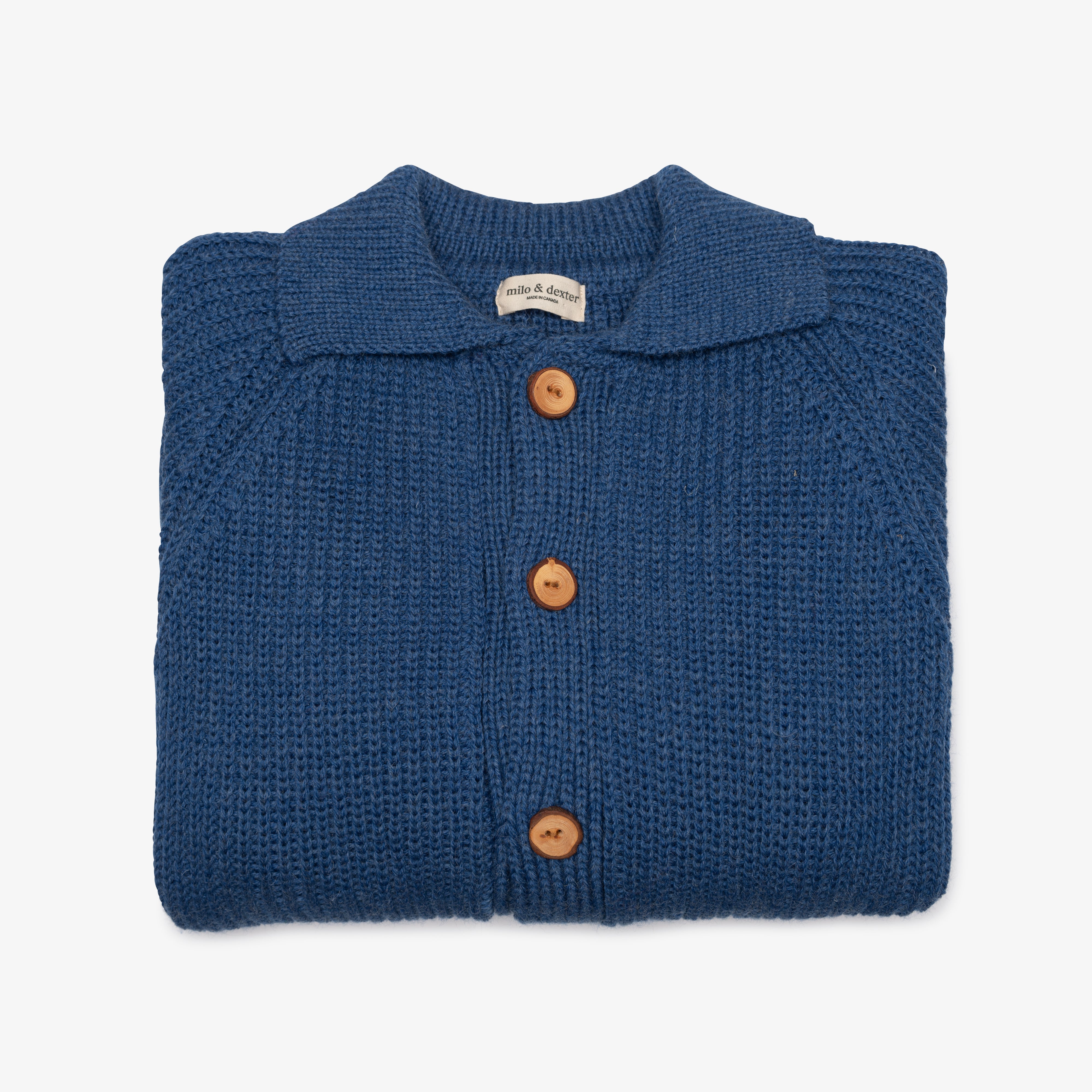 Hand Knit Wool Cardigan True Blue 42 intl