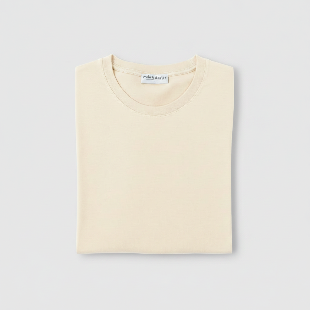 Ivory T-shirt with matching light-gray background