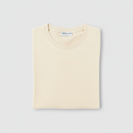 Ivory T-shirt with matching light-gray background