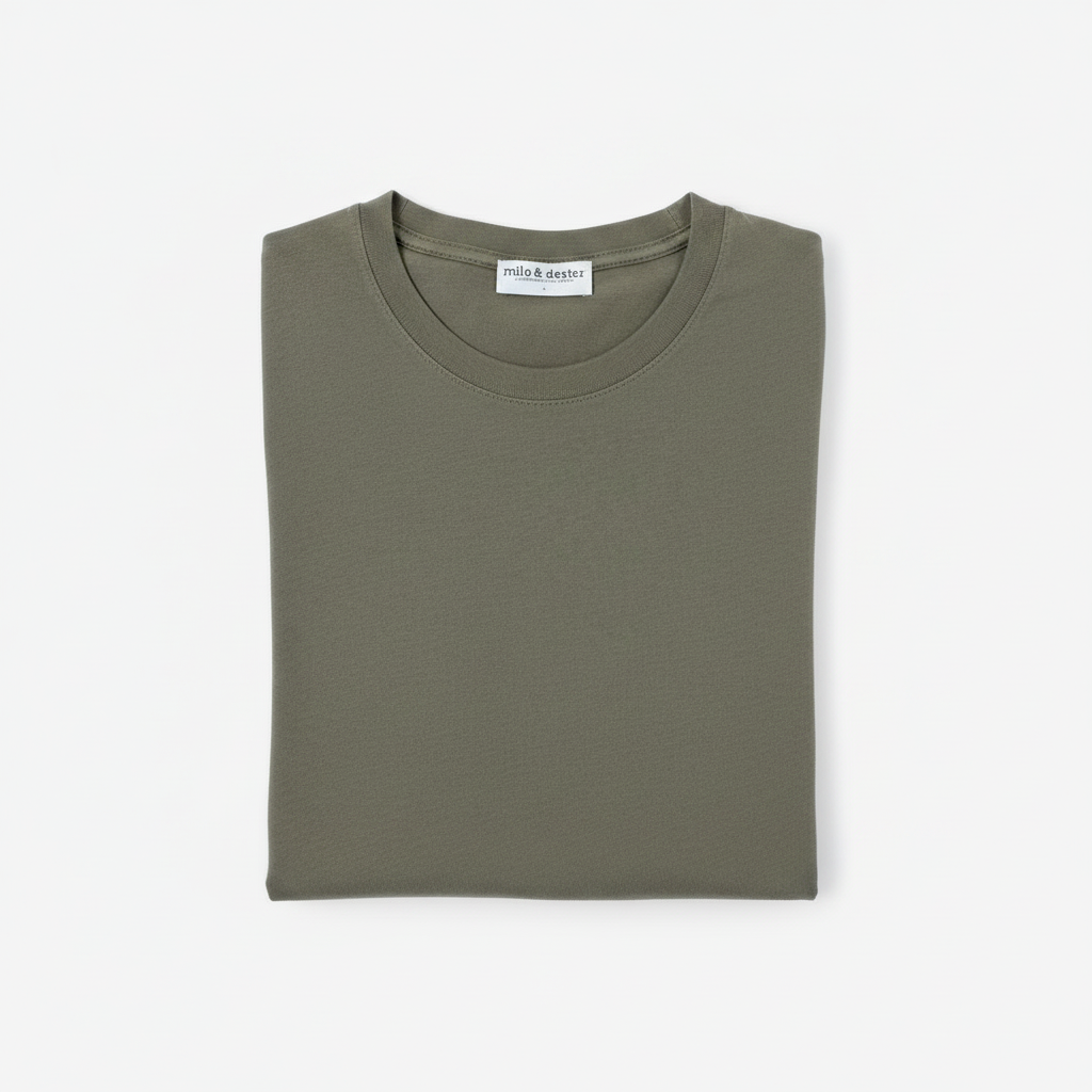 Olive T-shirt with matching light-gray background